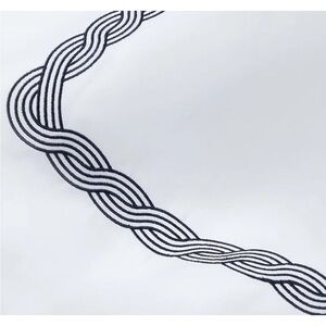 White Fabric with Black Braided Design